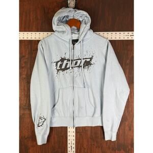 Thor Motocross Y2K Vintage Hoodie Sweatshirt Biker Blue White Women Medium 20x23